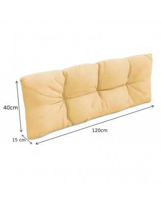 Coussin de dossier pour palette, imperméable, matelassé, 120x40x12, Beige