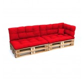 Set de 6 coussins pour palette imperméables, matelassés, 2x Siège + 2x Dossier + Latérale + Décorative, Rouge