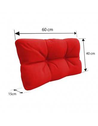 Set de 6 coussins pour palette imperméables, matelassés, 2x Siège + 2x Dossier + Latérale + Décorative, Rouge