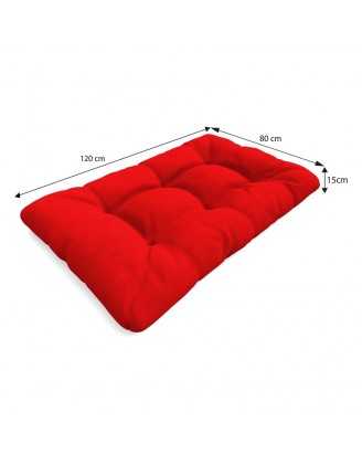Set de 6 coussins pour palette imperméables, matelassés, 2x Siège + 2x Dossier + Latérale + Décorative, Rouge