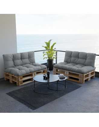 Coussin de dossier pour palette, imperméable, matelassé, 120x40x12, Gris