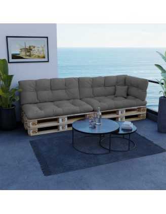Coussin de dossier pour palette, imperméable, matelassé, 120x40x12, Gris