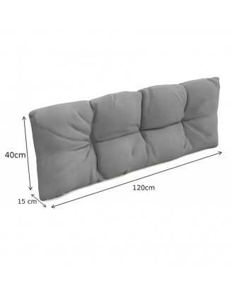 Coussin de dossier pour palette, imperméable, matelassé, 120x40x12, Gris