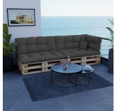 Coussin de dossier pour palette, imperméable, matelassé, 120x40x12, Anthracite