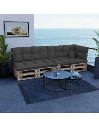 Coussin de dossier pour palette, imperméable, matelassé, 120x40x12, Anthracite