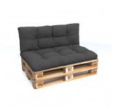 Set de 2 coussins pour palette imperméables, matelassés, 120x80 + 120x40, Anthracite