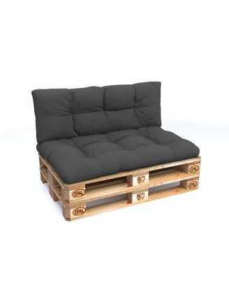Set de 2 coussins pour palette imperméables, matelassés, 120x80 + 120x40, Anthracite