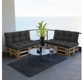 Set de 2 coussins pour palette imperméables, matelassés, 120x80 + 120x40, Anthracite