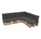 Set de 8 coussins pour palette imperméables, matelassés, 3x Siège + 3x Dossier + Latérale + Décorative, Anthracite Set de 8 coussins pour palette imperméables, matelassés, 3x Siège + 3x Dossier + Latérale + Décorative, Anthracite