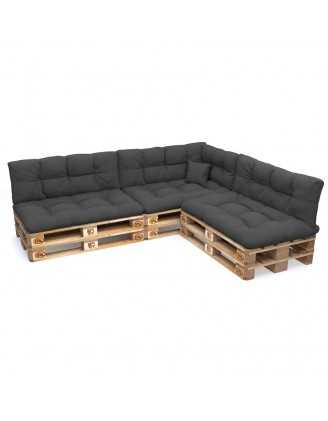 Set de 8 coussins pour palette imperméables, matelassés, 3x Siège + 3x Dossier + Latérale + Décorative, Anthracite