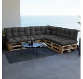 Set de 8 coussins pour palette imperméables, matelassés, 3x Siège + 3x Dossier + Latérale + Décorative, Anthracite Set de 8 coussins pour palette imperméables, matelassés, 3x Siège + 3x Dossier + Latérale + Décorative, Anthracite