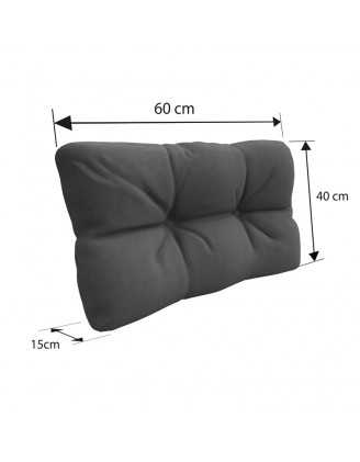 Coussin de Latéral pour palette, imperméable, matelassé, 60x40x12, Anthracite