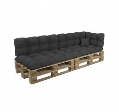 Set de 6 Coussins Matelassés pour Palettes 120x80 + 120x40 Anthracite