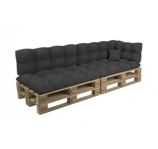 Set de 6 Coussins Matelassés pour Palettes 120x80 + 120x40 Anthracite