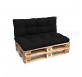 Set de 2 coussins pour palette imperméables, matelassés, 120x80 + 120x40, Noir