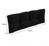 Set de 8 coussins pour palette imperméables, matelassés, 3x Siège + 3x Dossier + Latérale + Décorative, Noir