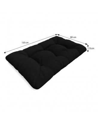 Set de 8 coussins pour palette imperméables, matelassés, 3x Siège + 3x Dossier + Latérale + Décorative, Noir