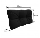 Set de 8 coussins pour palette imperméables, matelassés, 3x Siège + 3x Dossier + Latérale + Décorative, Noir