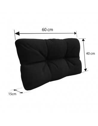 Set de 8 coussins pour palette imperméables, matelassés, 3x Siège + 3x Dossier + Latérale + Décorative, Noir