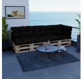 Coussin de Latéral pour palette, imperméable, matelassé, 60x40x12, Noir