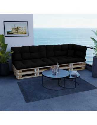 Coussin de Latéral pour palette, imperméable, matelassé, 60x40x12, Noir