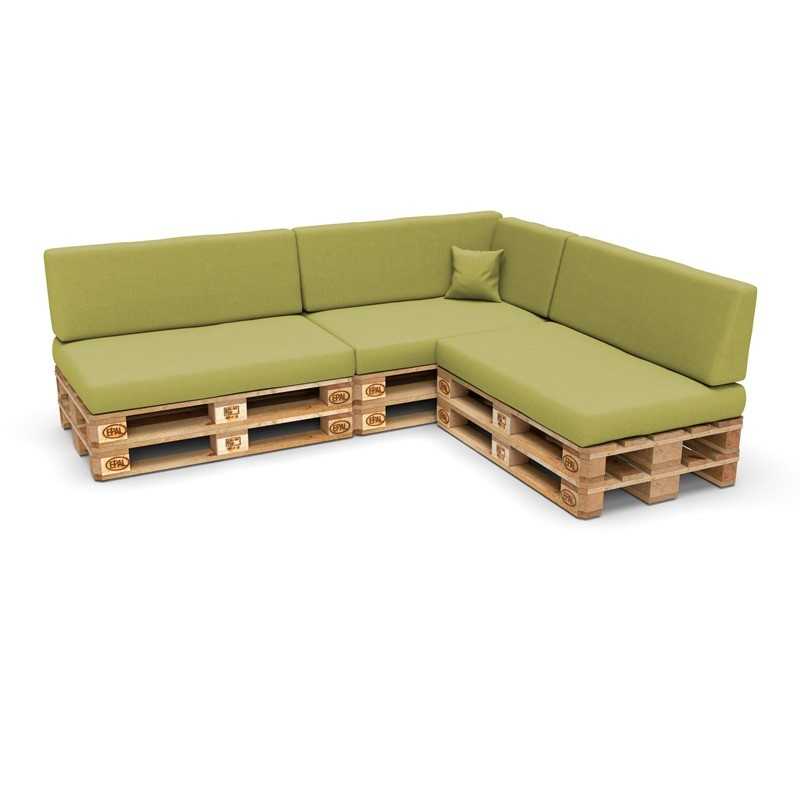 Set de 8 Coussins pour Palette, 3x 120x80 + 3x 120x40 + 60x40 + 40x40, Vert Lime
