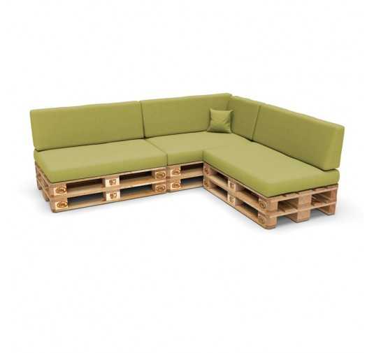 Set de 8 Coussins pour Palette, 3x 120x80 + 3x 120x40 + 60x40 + 40x40, Vert Lime