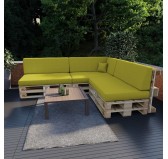 Set de 8 Coussins pour Palette, 3x 120x80 + 3x 120x40 + 60x40 + 40x40, Vert Lime