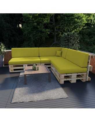 Set de 8 Coussins pour Palette, 3x 120x80 + 3x 120x40 + 60x40 + 40x40, Vert Lime