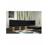 Set de 6 Coussins Matelassés pour Palettes 120x80 + 120x40 Noir