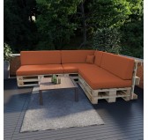 Coussin de Dossier pour Palette, 120x40x20/10 cm, Orange