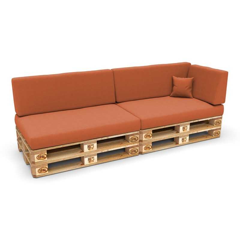 Set de 6 Coussins pour Palette, 2x 120x80 + 2x 120x40 + 60x40 + 40x40, Orange
