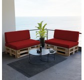 Coussin de Dossier pour Palette, 120x40x20/10 cm, Rouge