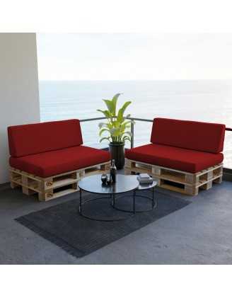 Coussin de Dossier pour Palette, 120x40x20/10 cm, Rouge