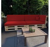 Coussin de Dossier pour Palette, 120x40x20/10 cm, Rouge