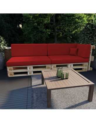 Coussin de Dossier pour Palette, 120x40x20/10 cm, Rouge
