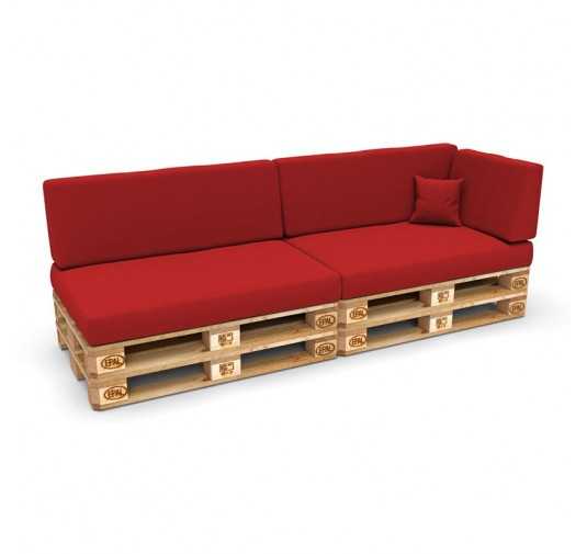Set de 6 Coussins pour Palette, 2x 120x80 + 2x 120x40 + 60x40 + 40x40, Rouge