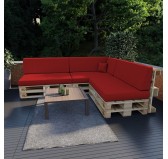 Set de 8 Coussins pour Palette, 3x 120x80 + 3x 120x40 + 60x40 + 40x40, Rouge