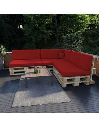 Set de 8 Coussins pour Palette, 3x 120x80 + 3x 120x40 + 60x40 + 40x40, Rouge