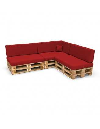 Set de 8 Coussins pour Palette, 3x 120x80 + 3x 120x40 + 60x40 + 40x40, Rouge