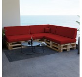 Set de 8 Coussins pour Palette, 3x 120x80 + 3x 120x40 + 60x40 + 40x40, Rouge