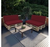 Coussin de Dossier pour Palette, 120x40x20/10 cm, Bordeaux