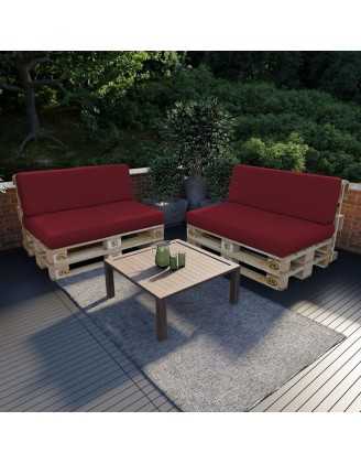 Coussin de Dossier pour Palette, 120x40x20/10 cm, Bordeaux
