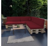 Coussin de Dossier pour Palette, 120x40x20/10 cm, Bordeaux