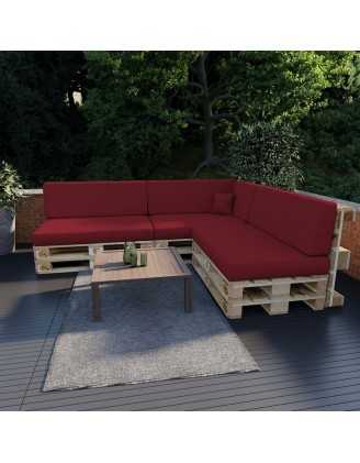 Coussin de Dossier pour Palette, 120x40x20/10 cm, Bordeaux