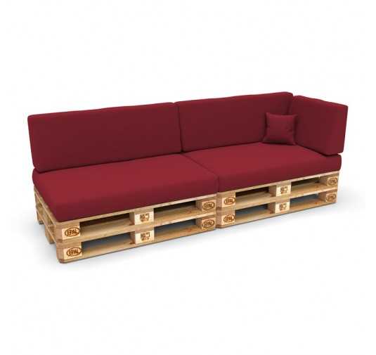 Set de 6 Coussins pour Palette, 2x 120x80 + 2x 120x40 + 60x40 + 40x40, Bordeaux