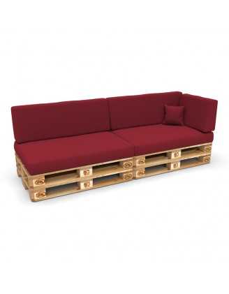 Set de 6 Coussins pour Palette, 2x 120x80 + 2x 120x40 + 60x40 + 40x40, Bordeaux