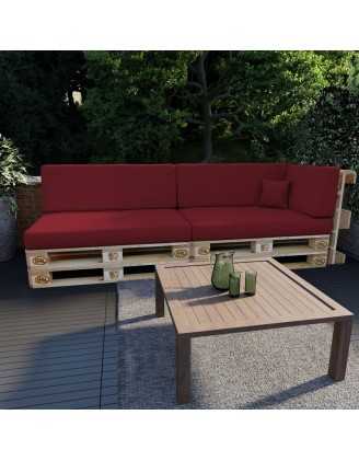 Set de 6 Coussins pour Palette, 2x 120x80 + 2x 120x40 + 60x40 + 40x40, Bordeaux