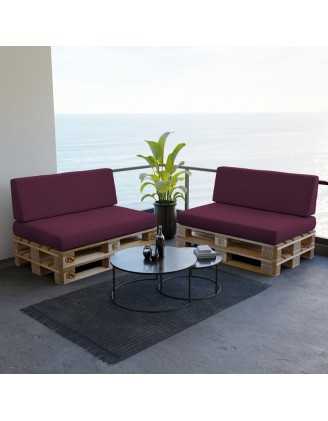 Set de 2 Coussins pour Palette 120x80 + 120x40, Violet