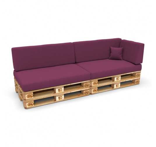 Set de 6 Coussins pour Palette, 2x 120x80 + 2x 120x40 + 60x40 + 40x40, Violet